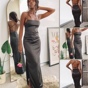 Elegant Black Satin Maxi Dress